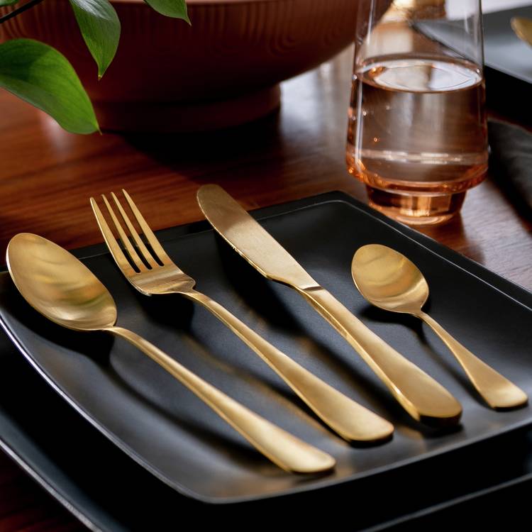 Habitat 16 piece Gold Stainless Steel Cutlery Set 0