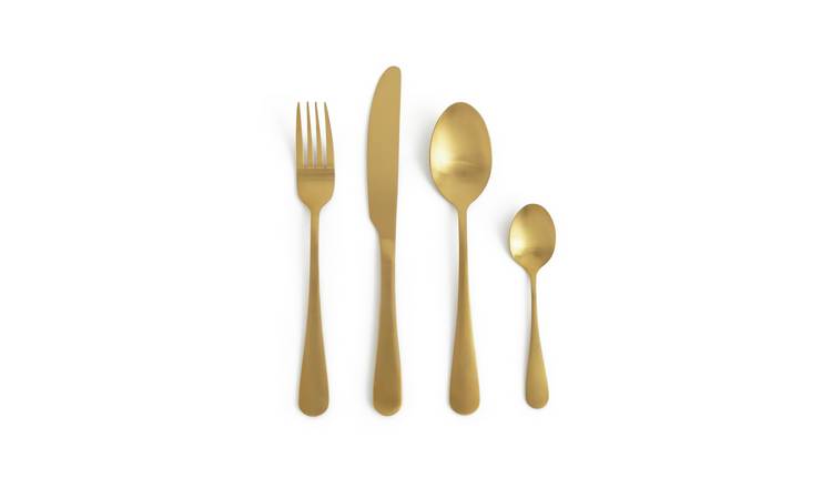 Habitat 16 piece Gold Stainless Steel Cutlery Set