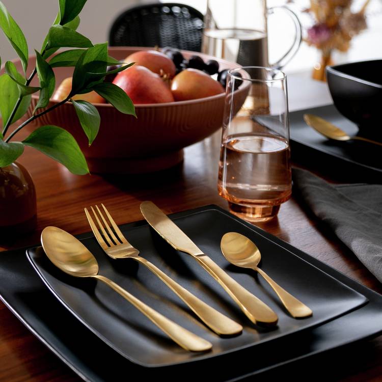 Habitat 16 piece Gold Stainless Steel Cutlery Set 0