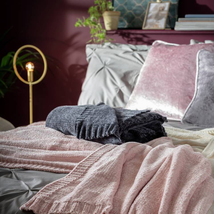 Habitat Chenille Throw - Charcoal - 125X150cm 0