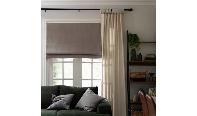 Habitat Plain Blackout Roman Blind - Cloud Grey - 6ft