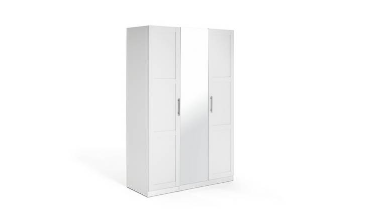 3 door white on sale wardrobe with mirror