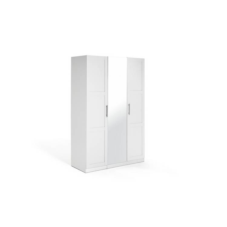 Habitat Munich Panelled 3 Door Mirror Wardrobe - White 0
