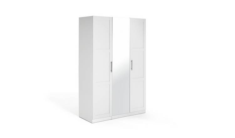 Habitat Munich Panelled 3 Door Mirror Wardrobe - White