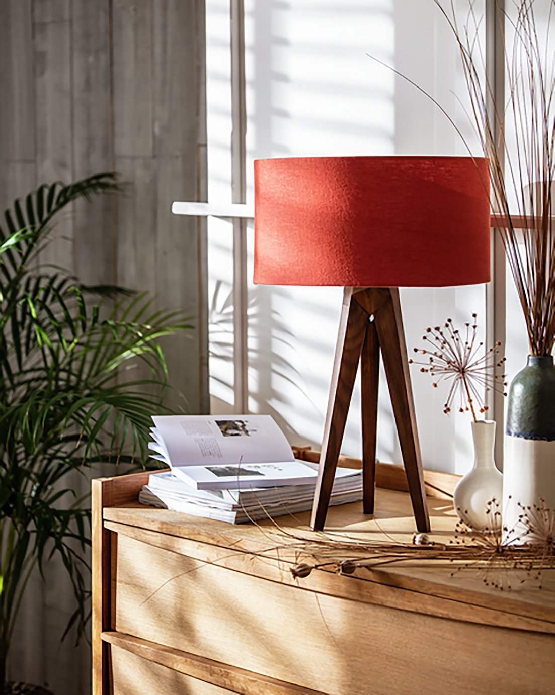 Habitat 35cm Linen Drum Shade - Rust