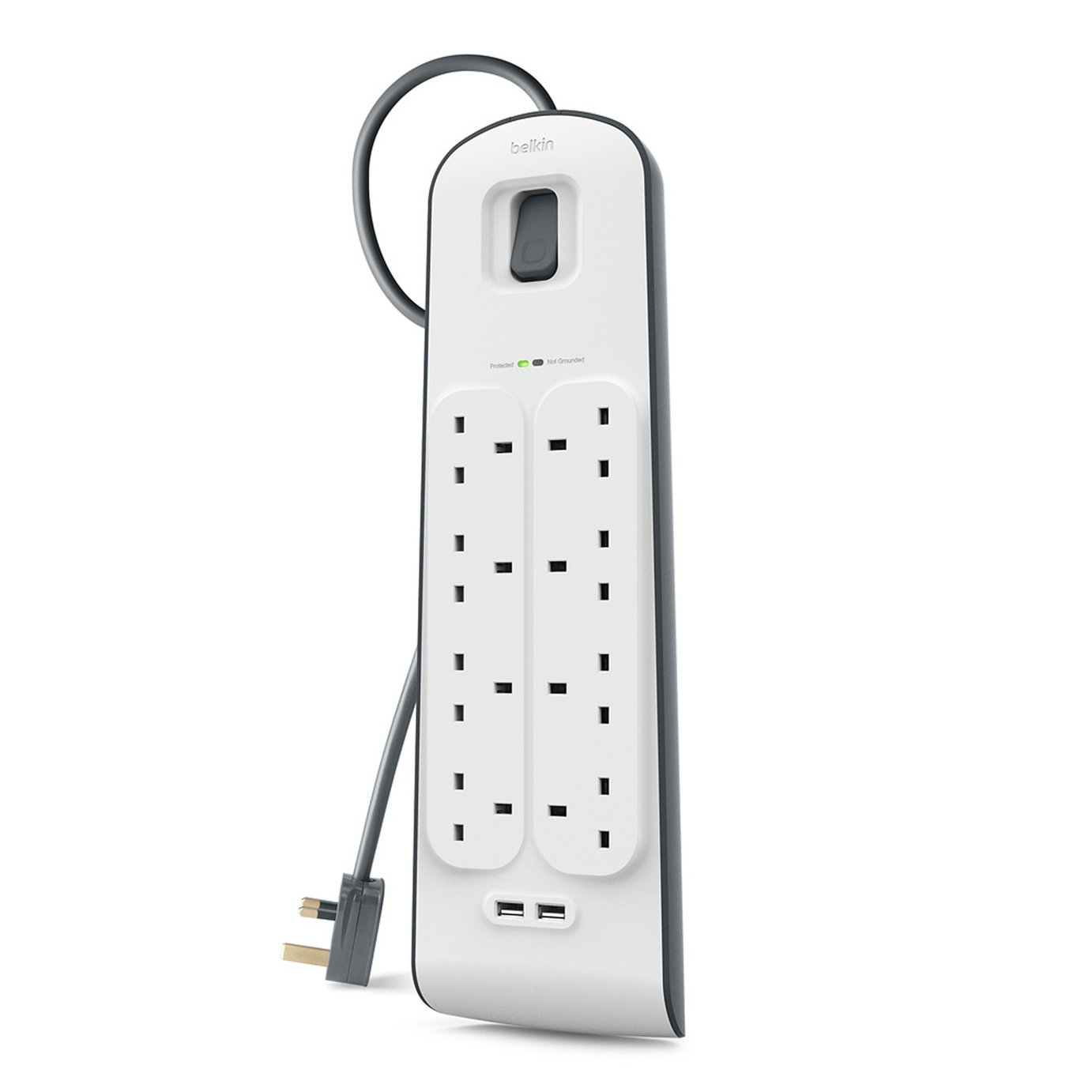 Belkin 8 Socket 2 USB Outlet 2 Meter Surge Strip