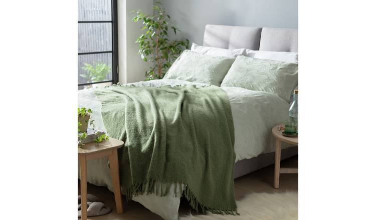 Buy Habitat Faux Mohair Throw Sage Green 125x150cm Blankets and throws Habitat