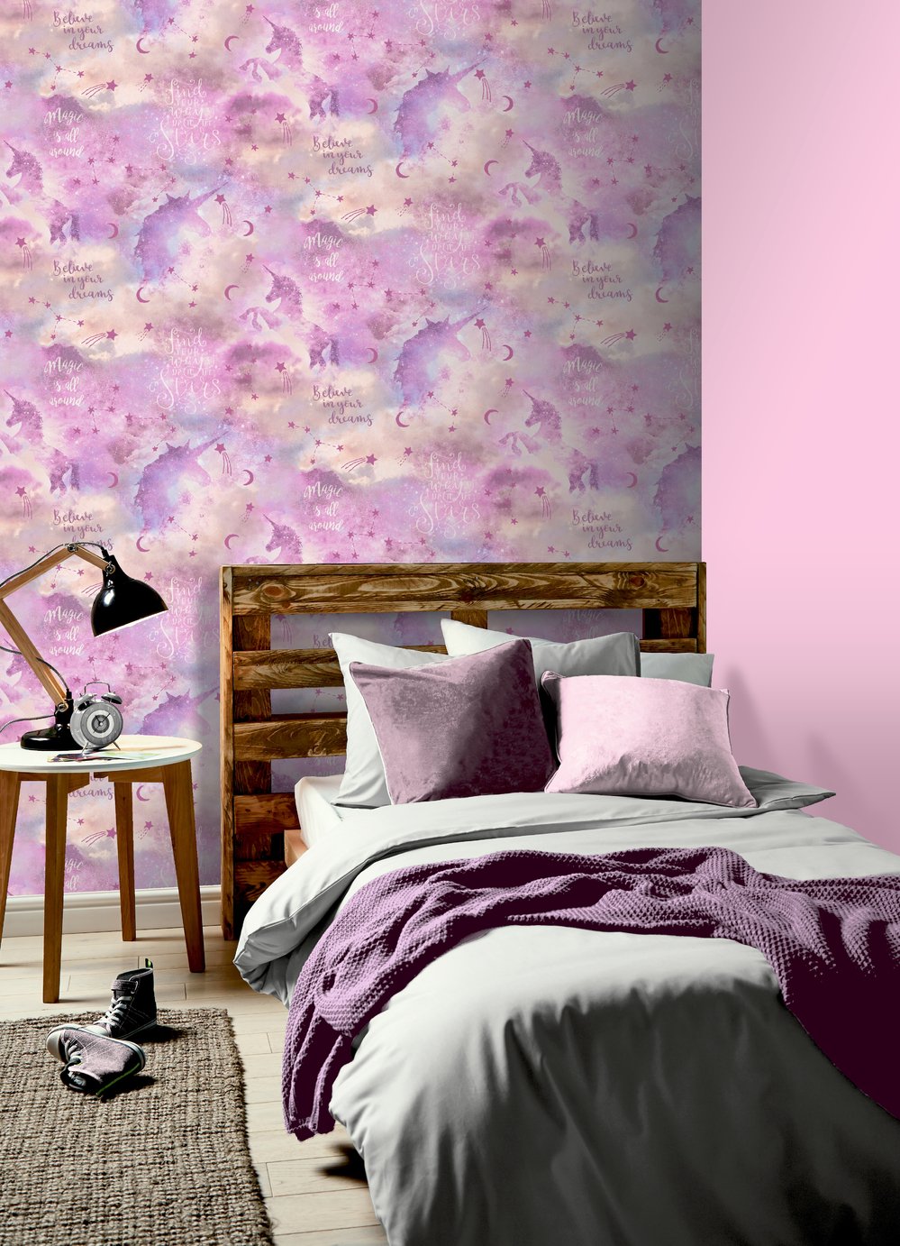 Arthouse Galaxy Unicorn Blush Pink Wallpaper