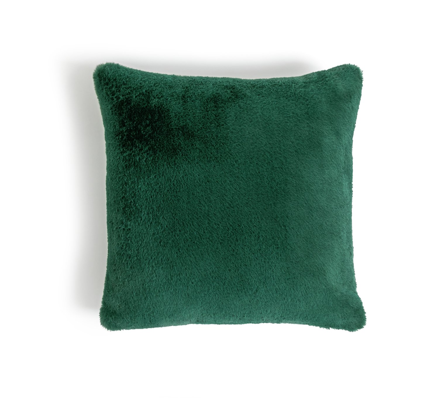 Habitat Plain Faux Fur Cushion - Emerald Green - 43x43cm