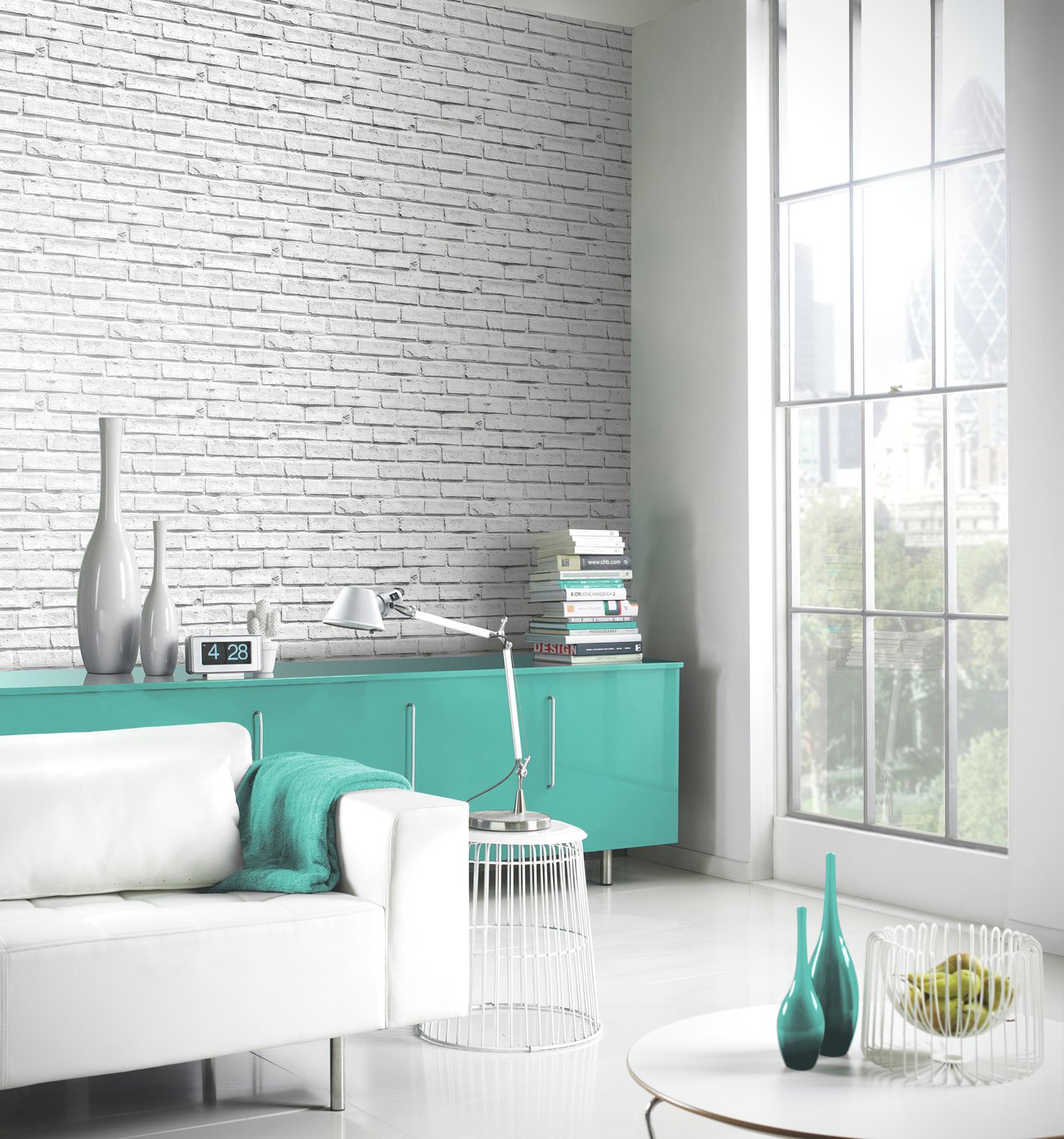 Arthouse Brick White Wallpaper