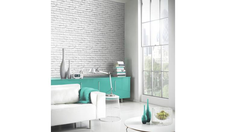 Arthouse Brick White Wallpaper
