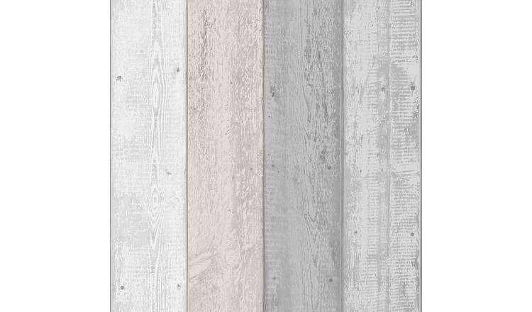 Arthouse Painted Wood Pink Grey Wallpaper