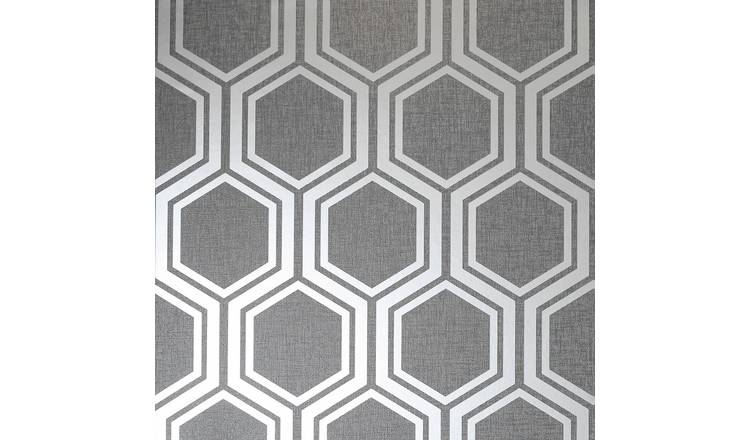 Arthouse Hexagon Gunmetal Grey Wallpaper