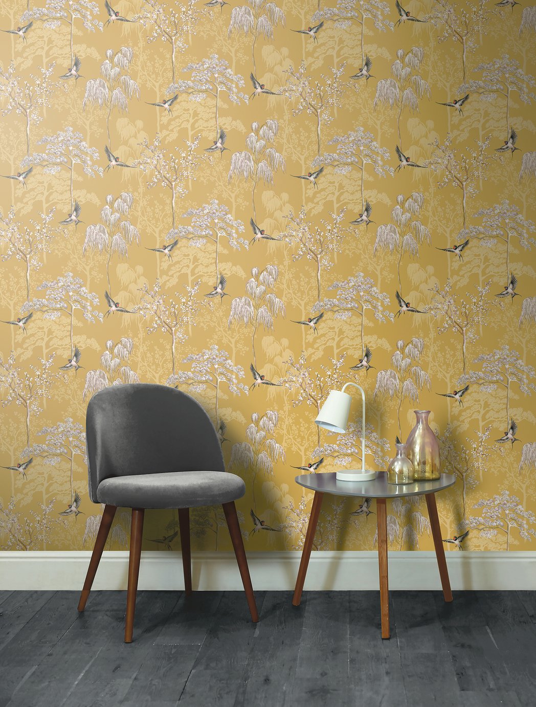 Arthouse Japanese Garden Ochre Yellow Wallpaper