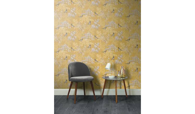 Arthouse Japanese Garden Ochre Yellow Wallpaper