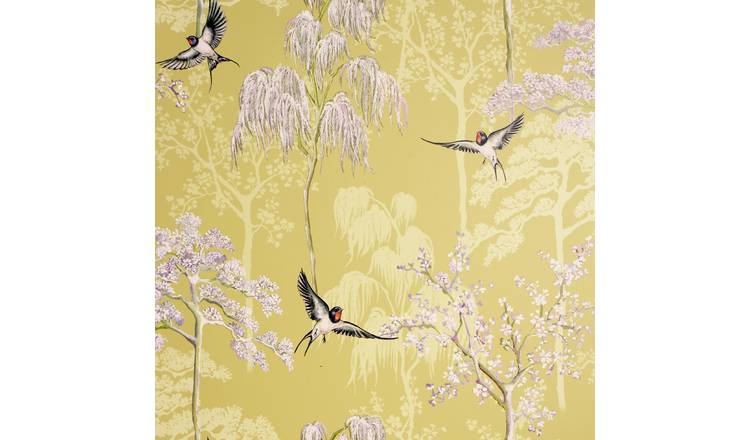 Arthouse Japanese Garden Ochre Yellow Wallpaper