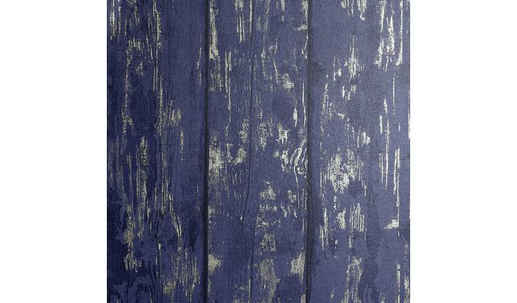 Arthouse Metallic Wood Navy Blue Wallpaper