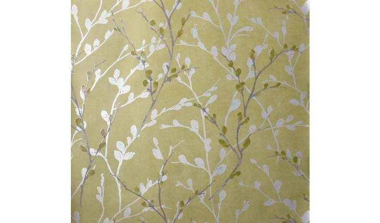 Arthouse Glitter Willow Ochre Yellow Wallpaper