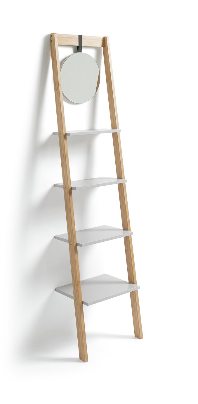 Habitat Bamboo Ladder with Mirror Shelving Unit - Two Tone