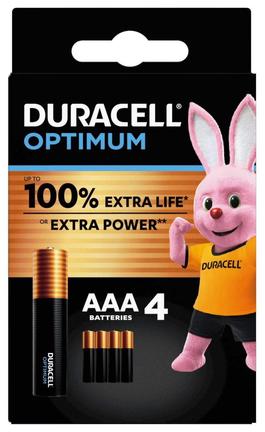 Duracell Optimum Alkaline AAA Batteries - Pack of 4 