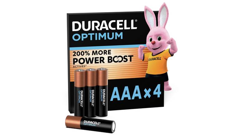 Duracell Optimum Alkaline AAA Batteries - Pack of 4 