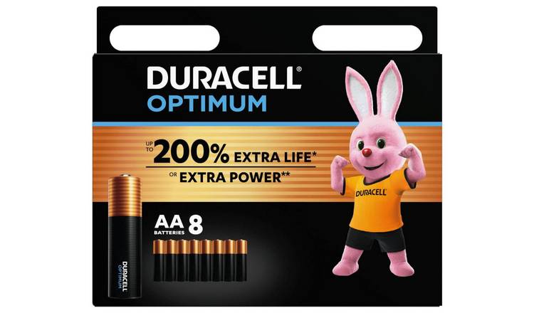 Duracell Optimum Alkaline AA Batteries - Pack of 8 