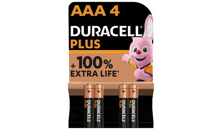 Duracell Plus Alkaline AAA Batteries - Pack of 4