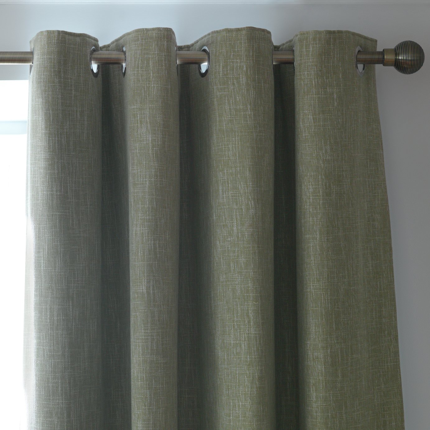 Habitat Blackout Thermal Linen Look Eyelet Curtains - Olive