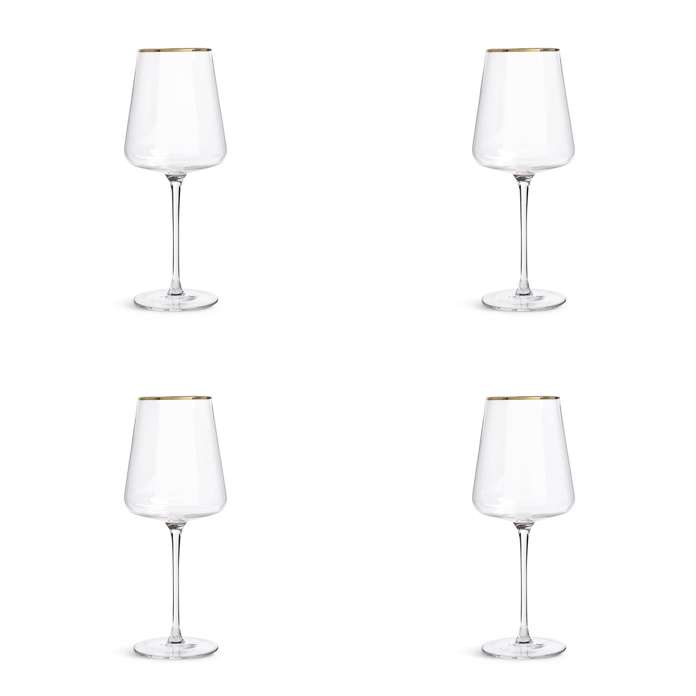 Habitat Gold Rim Set of 4 Wine Glasses