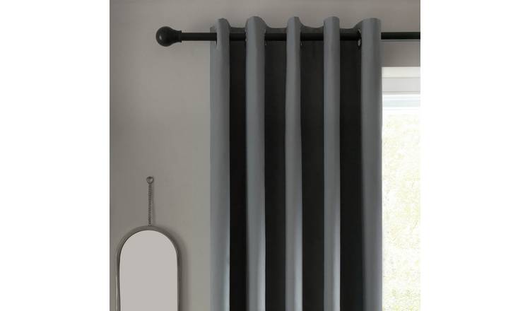 Habitat Blackout Plain Eyelet Curtains - Flint Grey