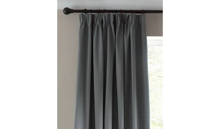 Habitat Blackout Plain Pencil Pleat Curtains - Grey