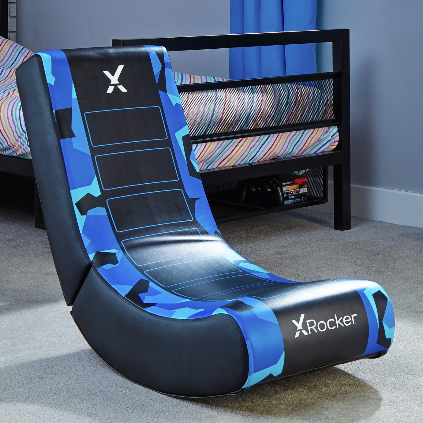 X Rocker Video Rocker Junior Gaming Chair - Blue Camo