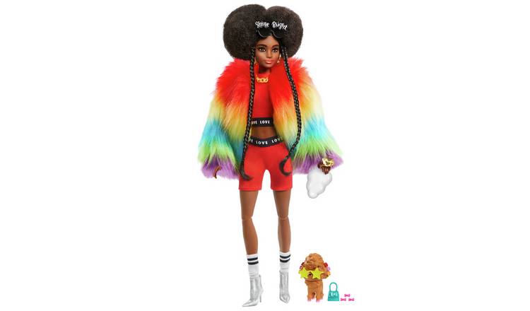 Barbie Extra Fluffy Rainbow Coat Doll - 12inch/30cm