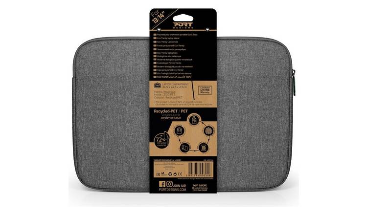 Buy Port Designs Yosemite Eco 14 Inch Laptop Sleeve Grey Laptop bags cases and sleeves Argos