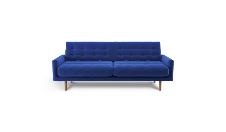 Habitat Fenner 3 Seater Velvet Sofa - Blue