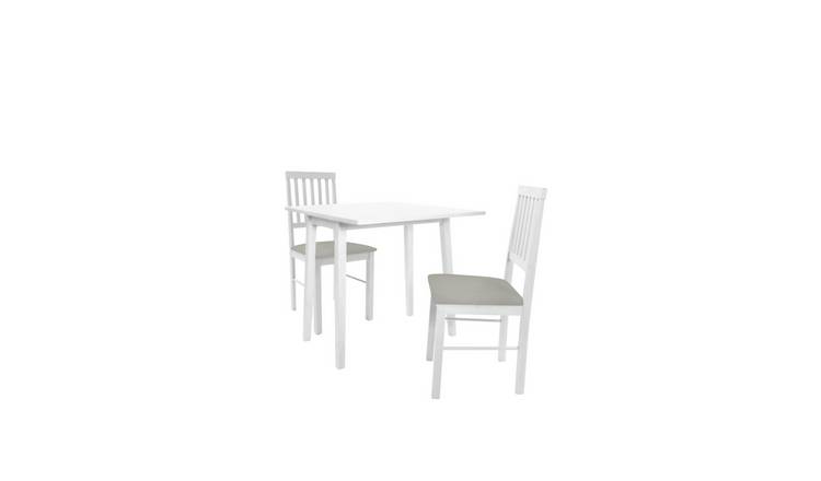 Argos Home Kendal Solid Wood Extending Table & 2 White Chair