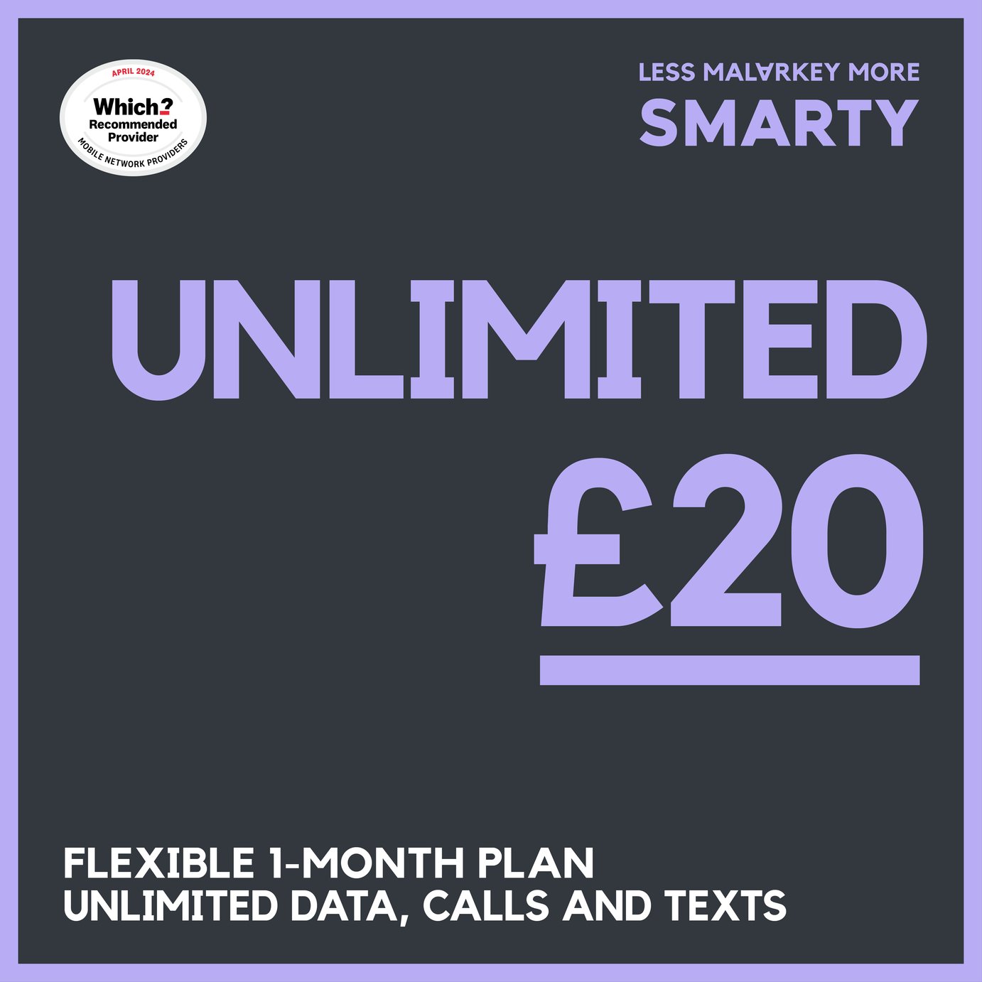 SMARTY UNLIMITED 30 Day Pay As You Go SIM Card