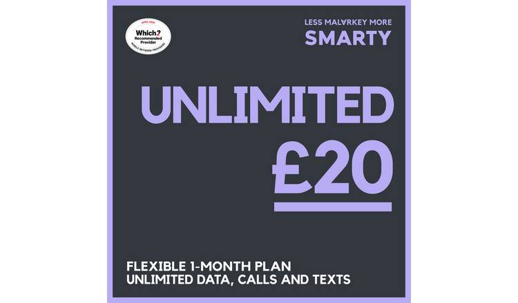 Buy SMARTY UNLIMITED 30 Day Pay As You Go SIM Card Argos