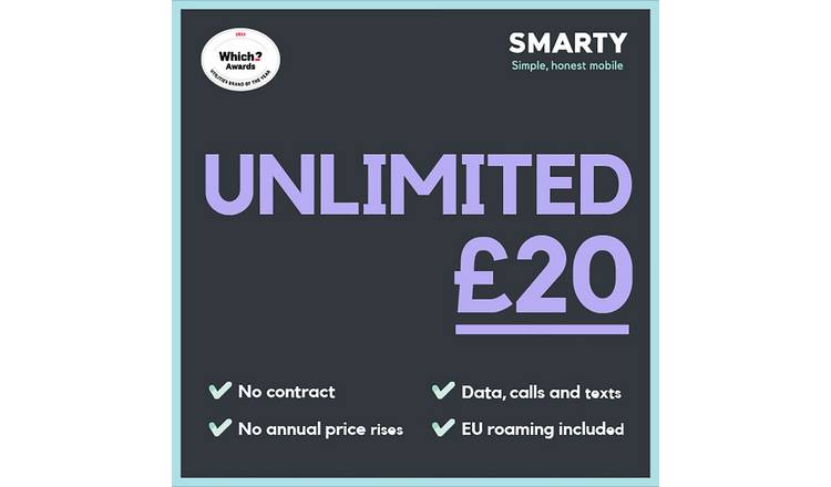 SMARTY UNLIMITED 30 Day Pay As You Go SIM Card