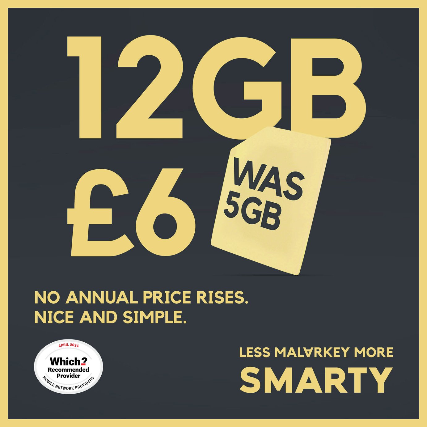 SMARTY 5GB 30 Day Pay As You Go SIM Card