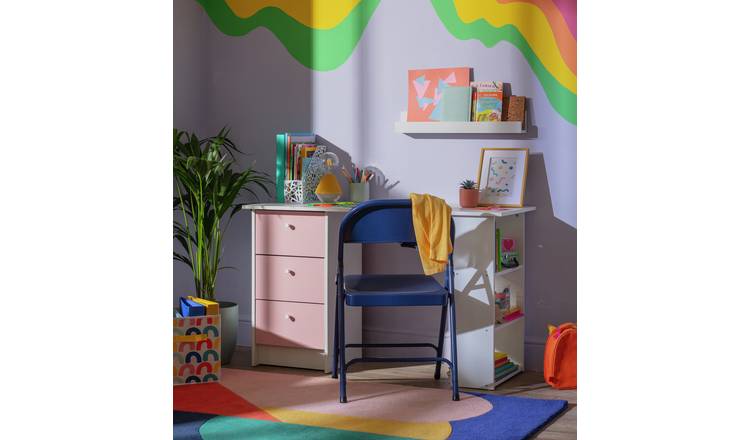 Argos Home Kids Malibu 3 Drawers Desk - Pink & White