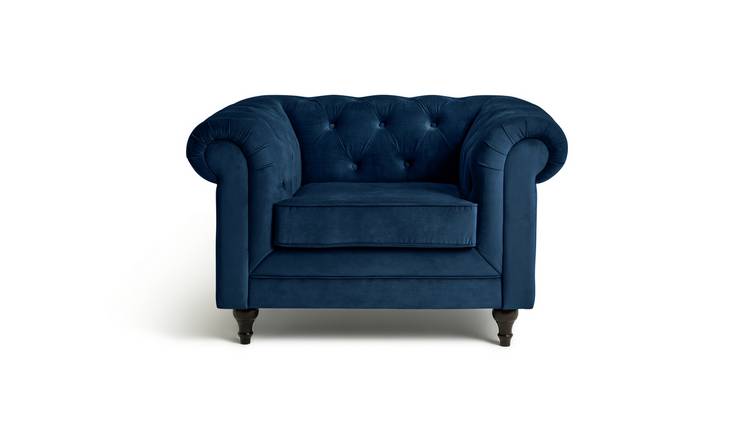 Buy Habitat Chesterfield Velvet Armchair Blue Armchairs Habitat