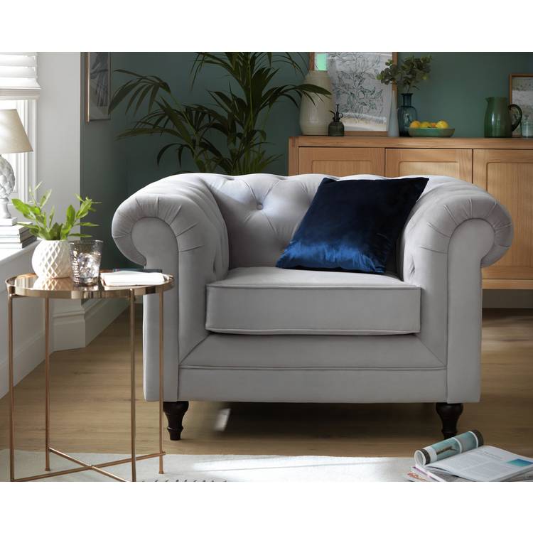 Habitat Chesterfield Velvet Armchair - Blue 0