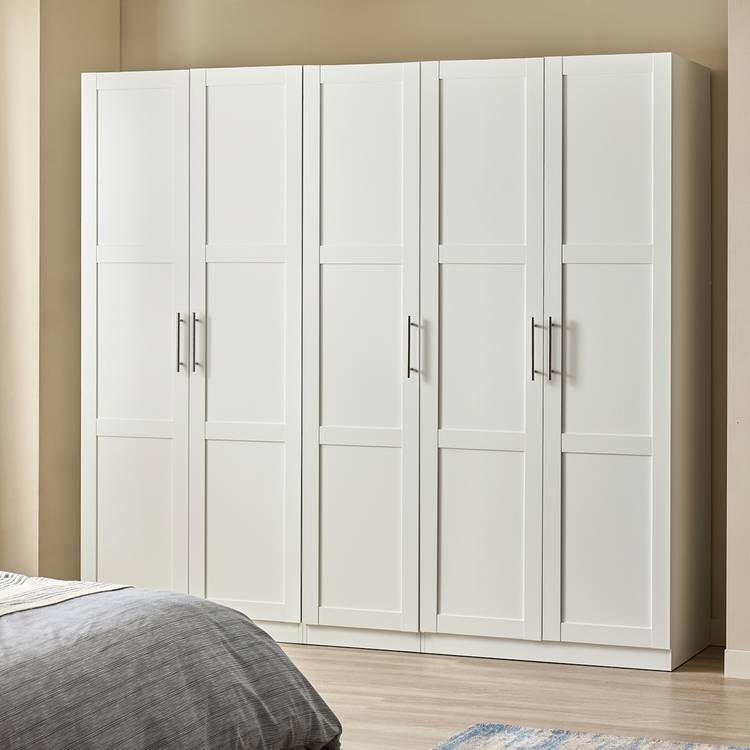 Habitat Munich Panelled 5 Door Wardrobe - White 0
