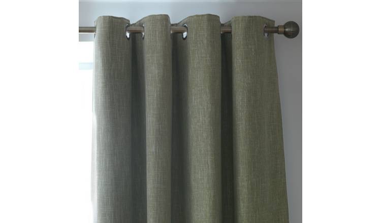 Habitat Blackout Thermal Linen Look Curtains - Olive