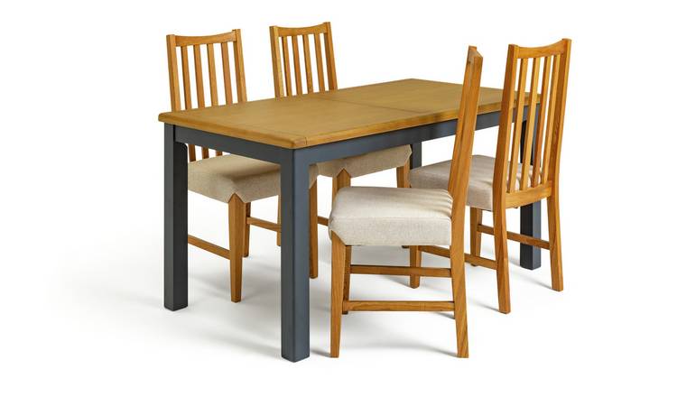 Habitat Kent Wood Veneer Dining Table & 4 Rosmond Oak Chairs