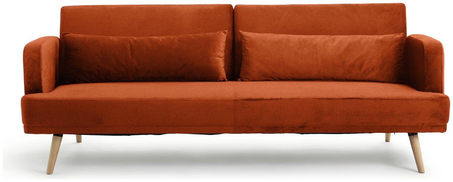 Habitat Andy Clic Clac Velvet Sofa Bed - Orange