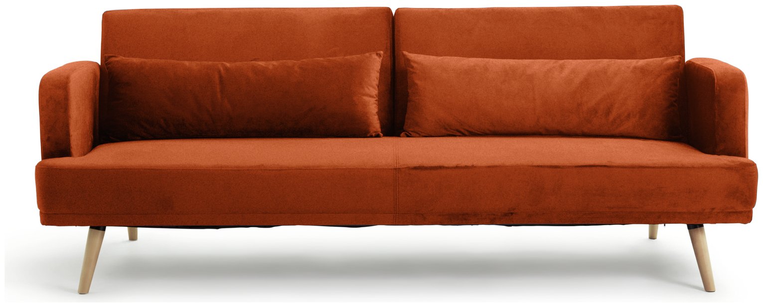 Habitat Andy Velvet 3 Seater Clic Clac Sofa Bed - Orange