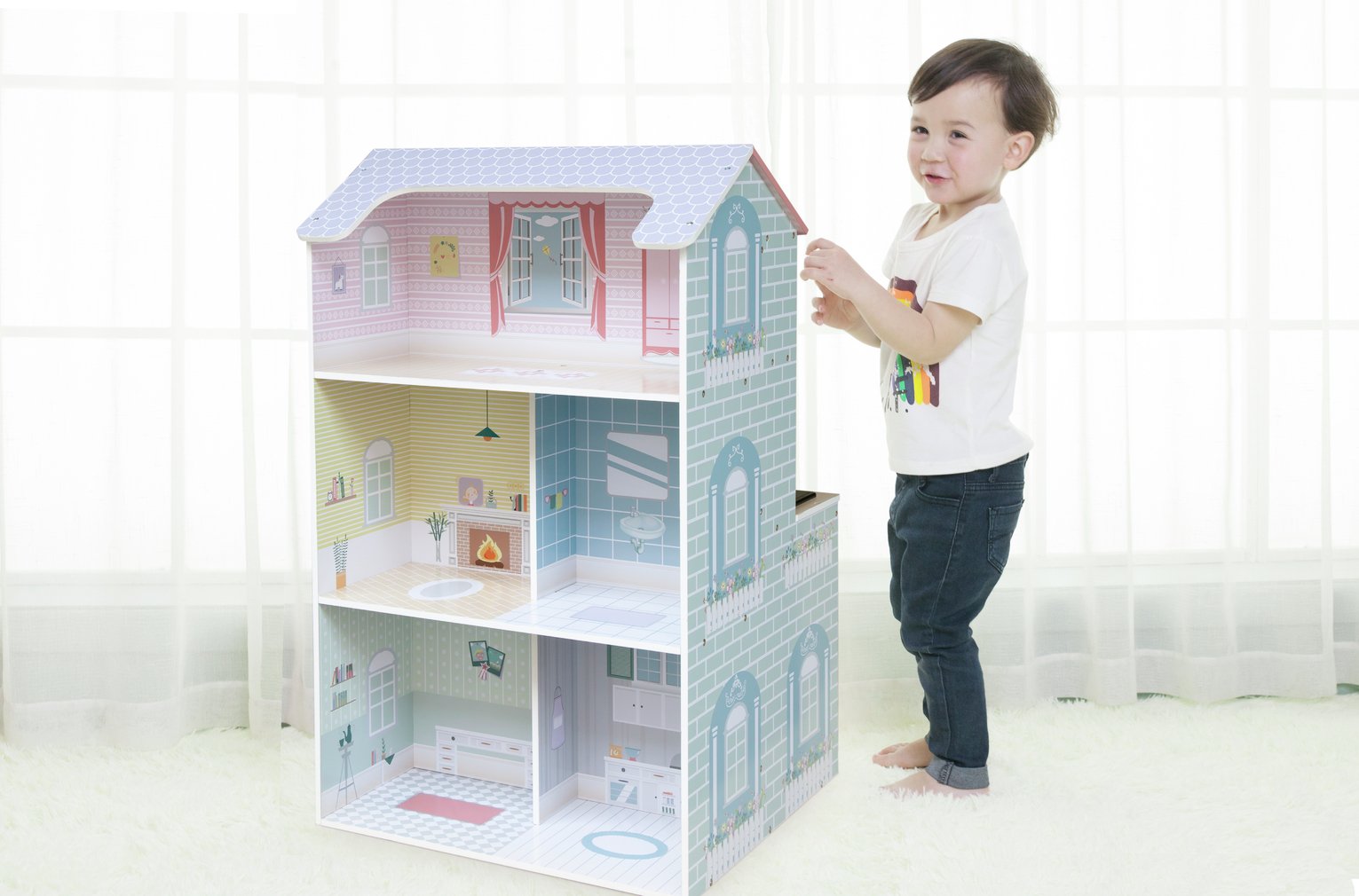 Cocoland 2-In-1 Dolls House and Kitchen