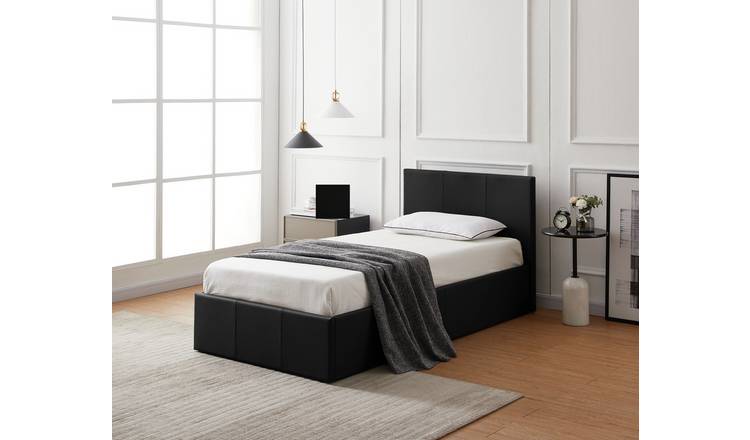 Buy Habitat Lavendon Single Side Opening Ottoman Bed Frame-Black | Bed ...